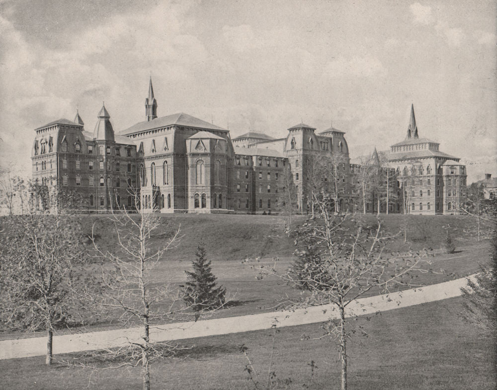 Wellesley College, Wellesley, Massachusetts 1895 old antique print picture